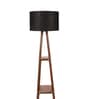 Uniqualy Black Cotton Shade Shelf Floor Lamp With MDF Base