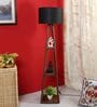 Uniqualy Black Cotton Shade Shelf Floor Lamp With MDF Base