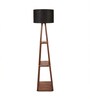 Uniqualy Black Cotton Shade Shelf Floor Lamp With MDF Base
