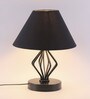 Black Cotton Shade Table Lamp with Black Base