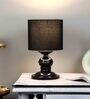 Black Cotton Shade Table Lamp With Iron Base