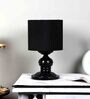 Black Cotton Shade Table Lamp With Iron Base
