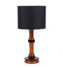 Black Cotton Shade Table Lamp with Wood Base