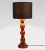 Black Cotton Shade Table Lamp with Wood Base