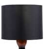 Black Cotton Shade Table Lamp with Wood Base