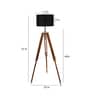 Lampost Black Cotton Shade Tripod Floor Lamp With Sheesham Wood Base