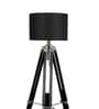 Malan Black Cotton Shade Tripod Floor Lamp With Sheesham Wood Base