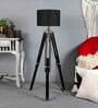 Malan Black Cotton Shade Tripod Floor Lamp With Sheesham Wood Base