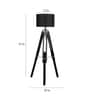 Malan Black Cotton Shade Tripod Floor Lamp With Sheesham Wood Base