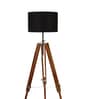 Lampost Black Cotton Shade Tripod Floor Lamp With Sheesham Wood Base