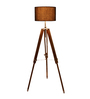 Lampost Black Cotton Shade Tripod Floor Lamp With Sheesham Wood Base