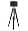 Malan Black Cotton Shade Tripod Floor Lamp With Sheesham Wood Base