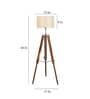 Frappe Black Cotton Shade Tripod Floor Lamp With Teak wood Base