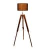 Centaur Black Cotton Shade Tripod Floor Lamp With Teak wood Base