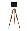 Centaur Black Cotton Shade Tripod Floor Lamp With Teak wood Base