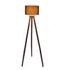 Dynamic Black Cotton Shade Tripod Floor Lamp With Mango wood Base