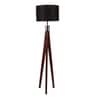 Black Cotton Shade Tripod Floor Lamp With MDF Base