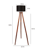 Dynamic Black Cotton Shade Tripod Floor Lamp With Mango wood Base
