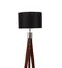Black Cotton Shade Tripod Floor Lamp With MDF Base