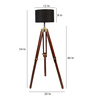 Alper Black Cotton Shade Tripod Floor Lamp With Sheesham Wood Base