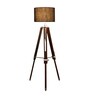 Galaxy Black Cotton Shade Tripod Floor Lamp With Sheesham Wood Base