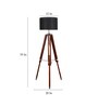 Galaxy Black Cotton Shade Tripod Floor Lamp With Sheesham Wood Base