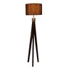 Black Cotton Shade Tripod Floor Lamp With MDF Base