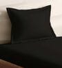 Black Cotton Solid 210TC Plain Single Bedsheet with 1 Pillow Cover