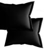 Black Cotton Solid 210TC Plain Super King Bedsheet with 2 Pillow Covers