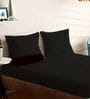Black Cotton Solid 210TC Plain Super King Bedsheet with 2 Pillow Covers