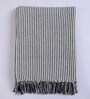 Black Cotton Striped 63x52 Inches Sofa Throw