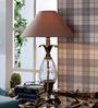 Beige Fabric Shade Table Lamp with Brass Base
