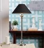 Black Fabric Shade Table Lamp with Silver Base