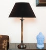 Black Fabric Shade Table Lamp with Beige Base