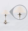 Beige Fabric Shade Table Lamp with Brass Base