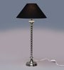 Black Fabric Shade Table Lamp with Silver Base