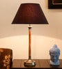 Black Fabric Shade Table Lamp with Beige Base