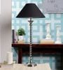 Black Fabric Shade Table Lamp with Silver Base