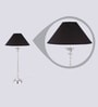 Black Fabric Shade Table Lamp with Silver Base