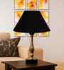 Black Cotton Table Lamp With  Metal & Wood  Base 10X15 Inches