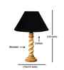 Black Cotton Table Lamp With  Wood  Base 10X19 Inches