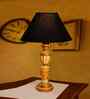 Black Cotton Table Lamp With  Wood  Base 10X19 Inches