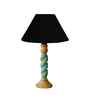 Black Cotton Table Lamp With  Wood  Base 10X19 Inches