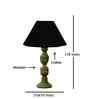 Black Cotton Table Lamp With  Wood  Base 10X19 Inches
