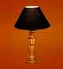 Black Cotton Table Lamp With  Wood  Base 10X19 Inches
