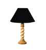 Black Cotton Table Lamp With  Wood  Base 10X19 Inches
