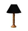 Black Cotton Table Lamp With  Wood  Base 10X19 Inches