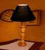 Black Cotton Table Lamp With  Wood  Base 10X19 Inches