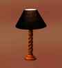 Black Cotton Table Lamp With  Wood  Base 10X19 Inches