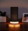 Black Cotton table lamp with White wood base -5